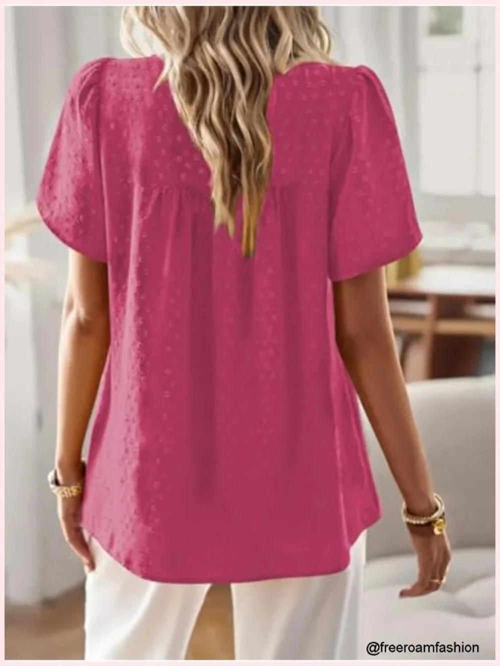 Swiss Dot Chiffon Babydoll Blouse Short Sleeve Tunic Top